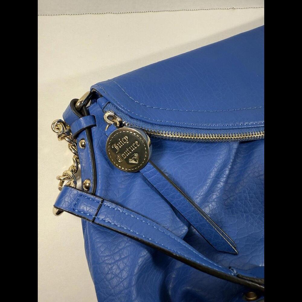 Juicy Couture Blue Pebbled Faux Leather Zip/Snap 2-Compartment Crossbody Bag - Picture 2 of 9